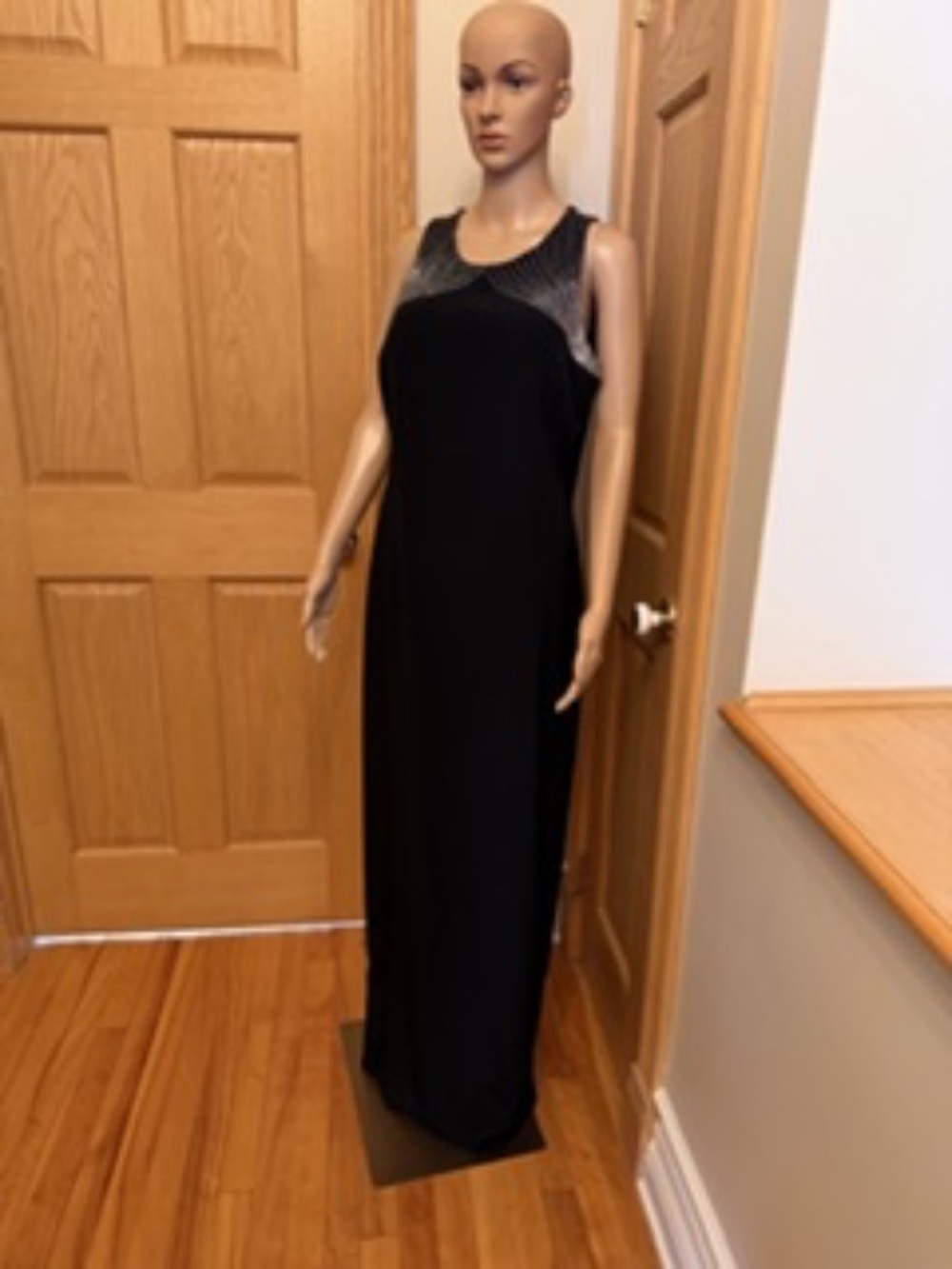 Black MONTAGE COLLECTION/Mon Cheri evening gown/jacket- silver beading - size 14